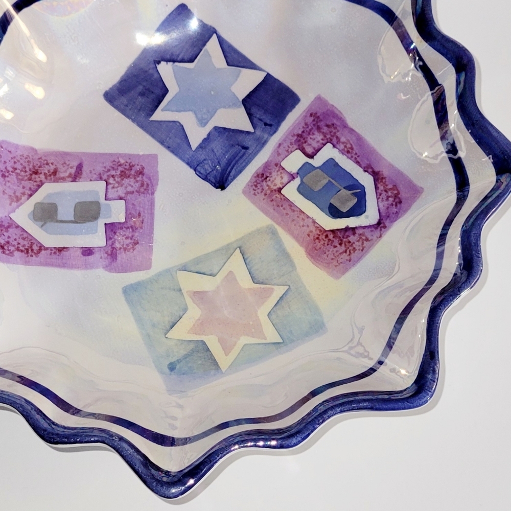 Hanukkah Bowl, Star of David Ceramic Dish, Candy Dish EUC Jewish